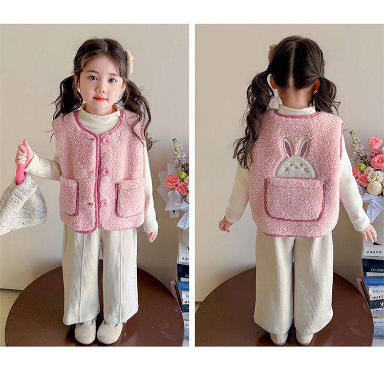 Suéter Chaleco de Punto Forrado de Polar para Niñas Invierno 2025