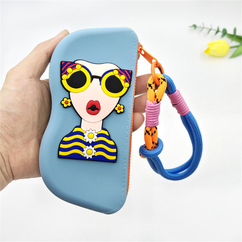 2025 New Portable Silicone Zipper Glasses Bag Sunglasses Protective Cover Waterproof Storage Bag Braided Lanyard Eyeglasses Case