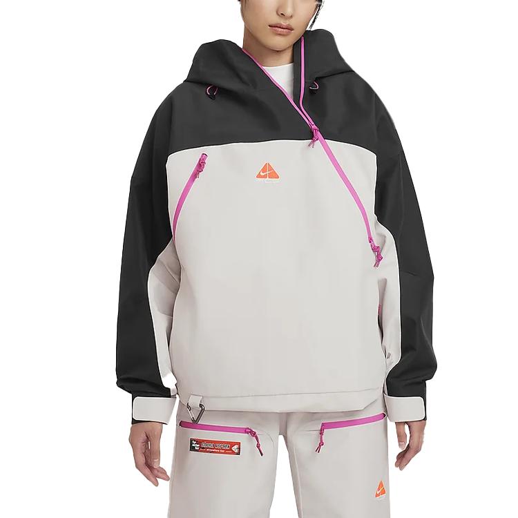 Nike ACG Storm-Fit Adv "Chena Vortex" Gore-Tex 2L Windproof Waterproof Loose Ski Jacket Unisex Jacket Light-Brown Coal-Black Mountain-White FV8892-104