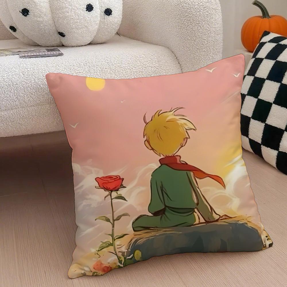 Healing The LLittle Prince Painting Fairy Tale Cushion Cover Throw Pillow Cover Hidden Button Durable Polyester Chair Cushion