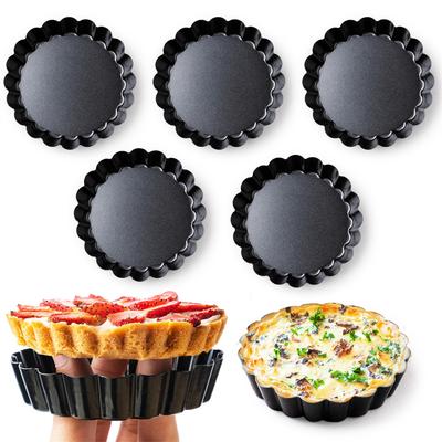 8/10/12cm Mini Taartvormen Eiertaartvormen Uitneembare Bodem Anti-aanbak Kleine Gecanneleerde Cupcakeblikken Taartjes Quichevorm Voor Taarten Mousse