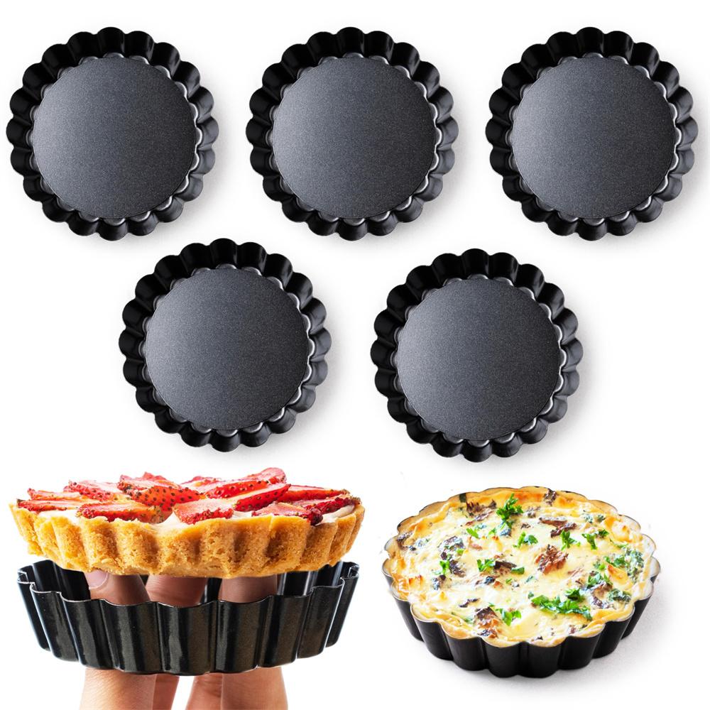 8/10/12 cm Mini-Törtchenformen, Eierkuchenformen, abnehmbarer Boden, antihaftbeschichtet, kleine geriffelte Cupcake-Dosen, Törtchen, Quiche-Pfanne für Torten, Mousse