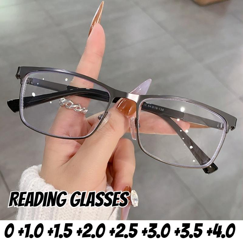 Unisex Fashion High-definition Anti-blue Light Reading Glasses Men's Business New Full-frame Glasses for Farsightedness +3.5+4.0