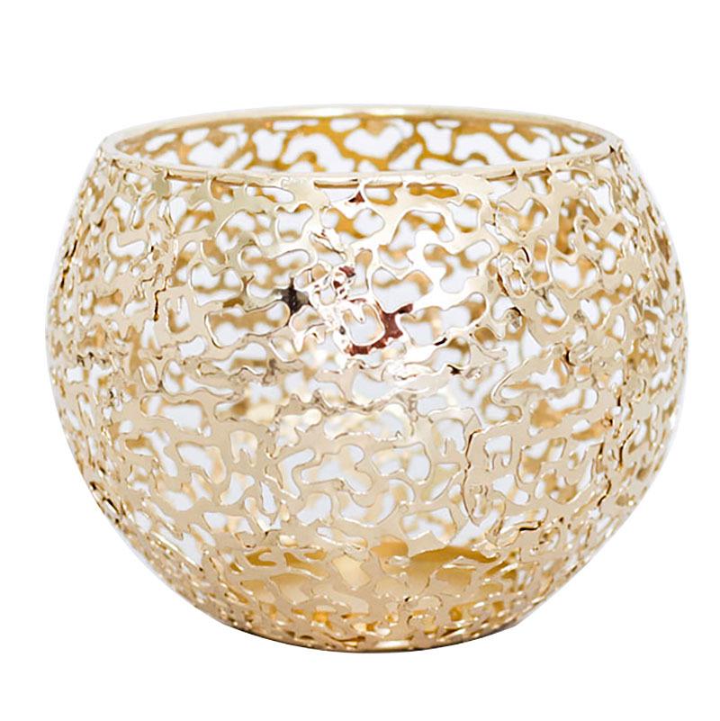 Golden Retro Electroplated Metal Candle Holder Cover Ornament with Ins Style Design
