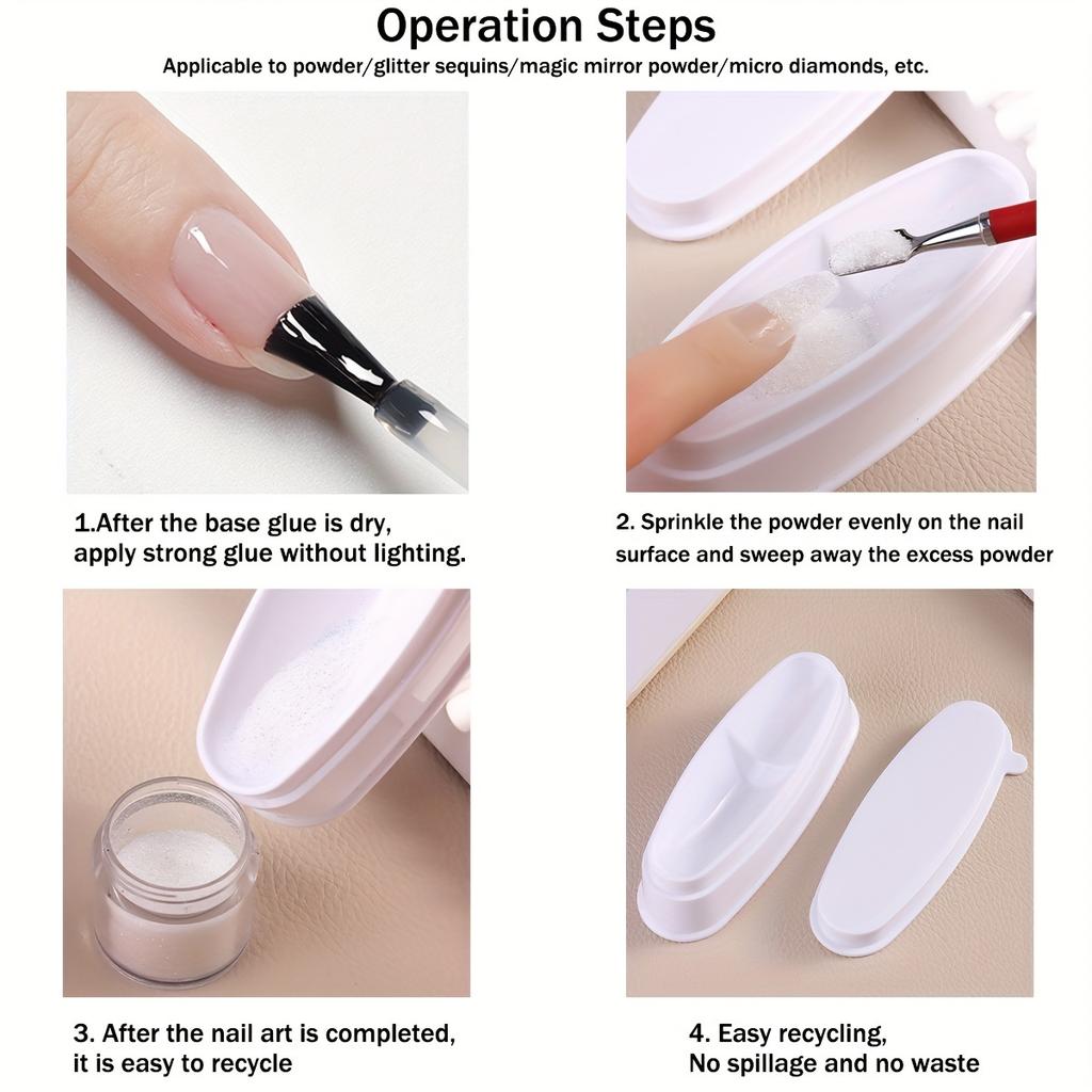 1 Pack Nail Art Glitter Recycling Box Dip System Duster Glitter Sequins Rhinestone Container Holder Nail Art Storage Nail Art Tools Salon