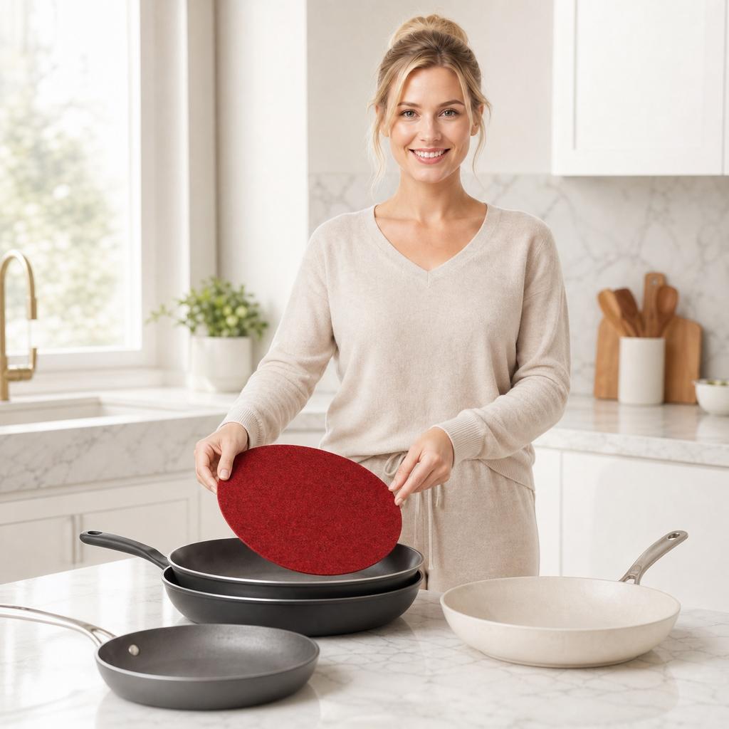 Round Felt Pads Set for Kitchen Use Flat Pot Holders Trivets Heat Resistant Table Protectors Non-Slip Durable Material for Hot Pans and Dishes