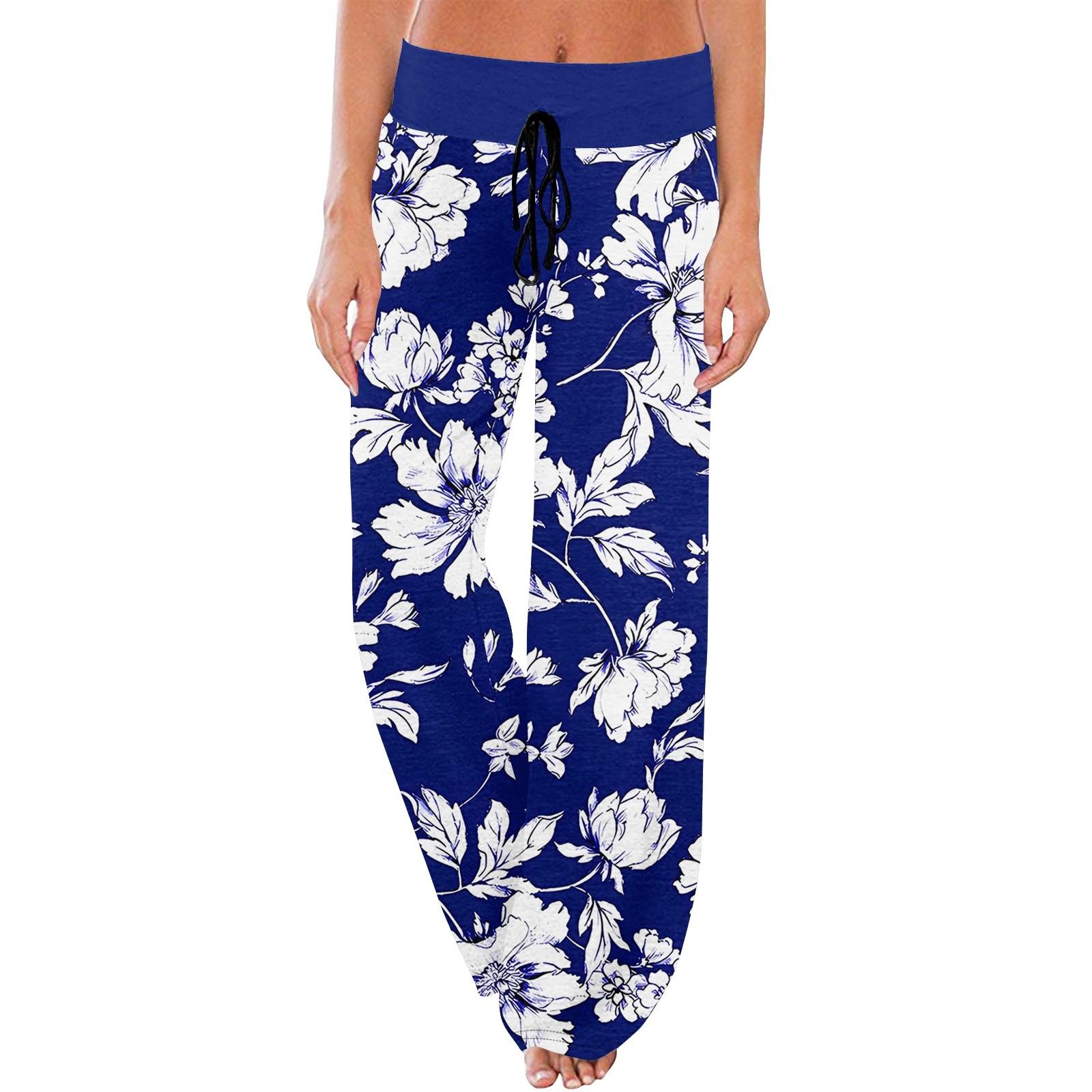 

Женские повседневные модные комфортные пижамные брюки с широкими штанинами на шнуровке и принтом L