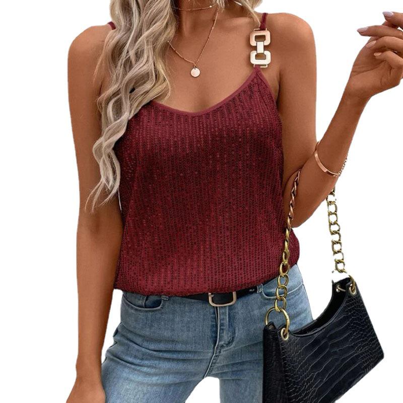 2024 Cross-border Fashion: Women's Sequin Camisole Vest for Banquet & Annual Meetings