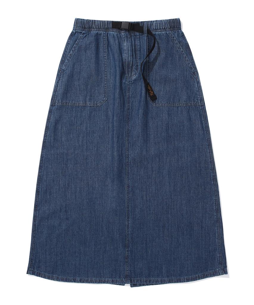 COLUMBIA UNIVERSITY Sl-Label Belted Denim Long Skirts Midnight Denim