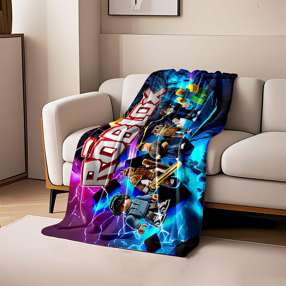 

Colorful characters with Roblox text on a glowing, dramatic background. for all seasons blanket lunch break throw gift 80cm x 120cm