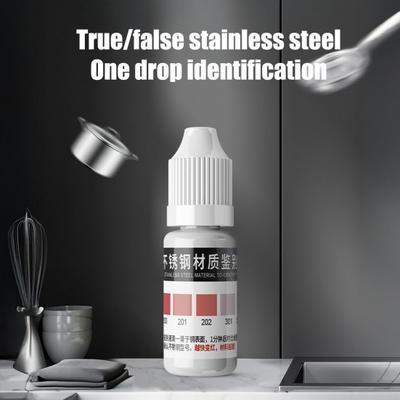 1/2Pcs 10ML Stainless Steel Testing Liquid, 200-316 Stainless Steel Test Reagent, Metal Inspection Drops for Factory, Home, Workshop, Industrial