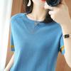 Dames Temperament Elegant T-shirt met korte mouwen Lente en Zomer Ronde Hals Uitgehold Breigoed