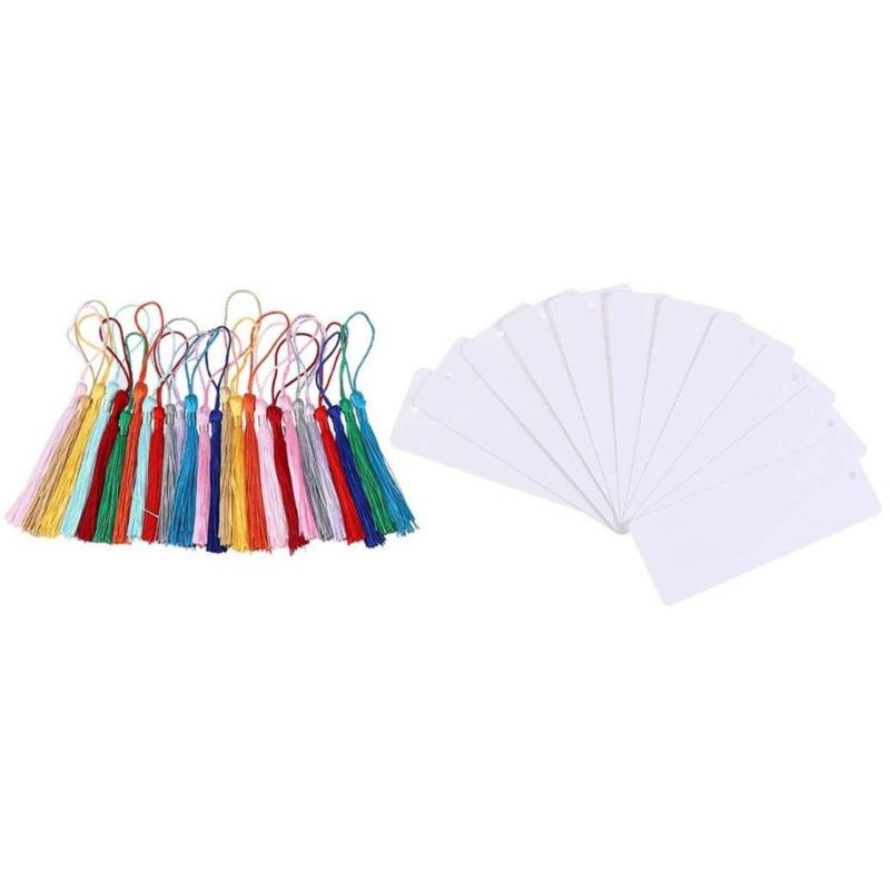Crafts for Project Blank Bookmarks Thick Paper Bookmarks Colorful Tassels Crafts