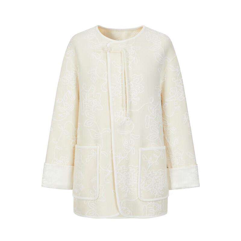 JUZI ANNACO Elegant Chinese Style 100% Wool Double-faced Short Coat