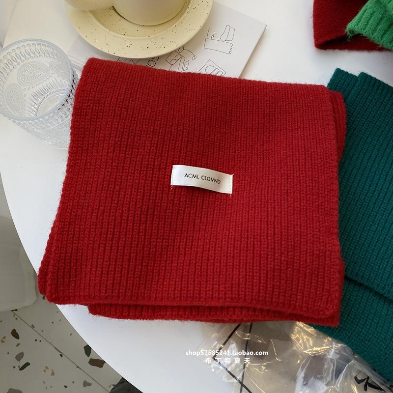 Solid Color Scarf Knitted Scarf for Women Korean Winter New Couple's Men's and Women's Style
