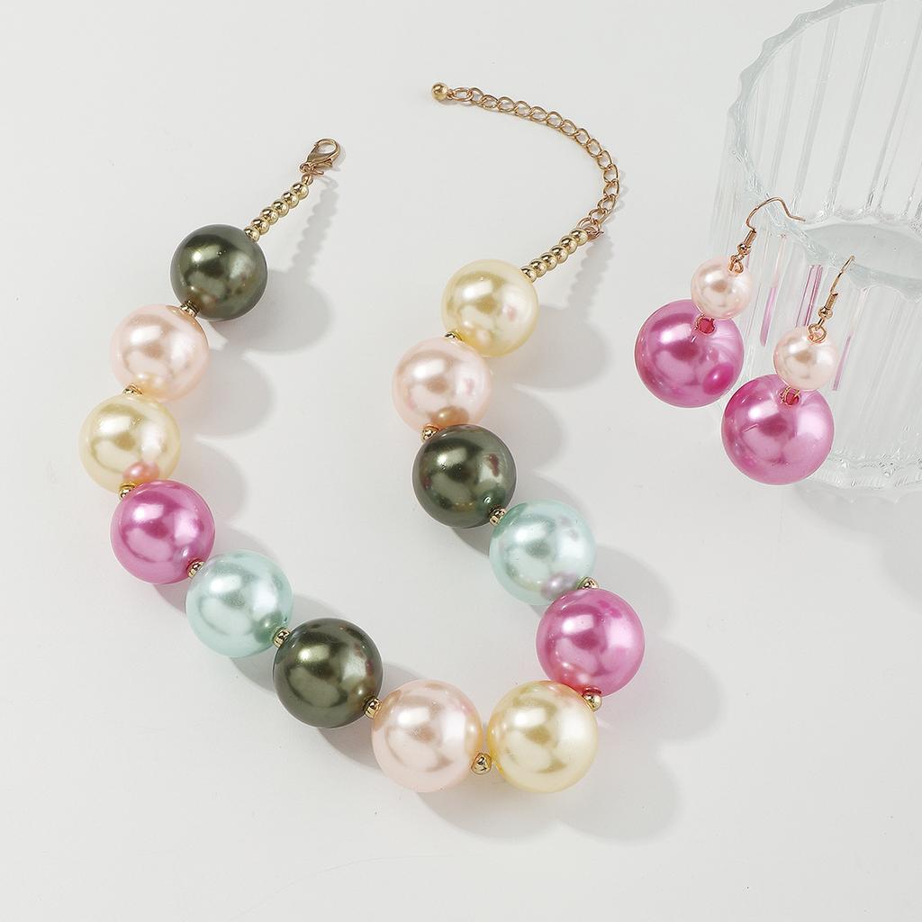 New Arrival Palace Style Vintage Mixed Color Pearl Necklace Luxury Elegant Earrings Jewelry Set Trendy Gifts For Women