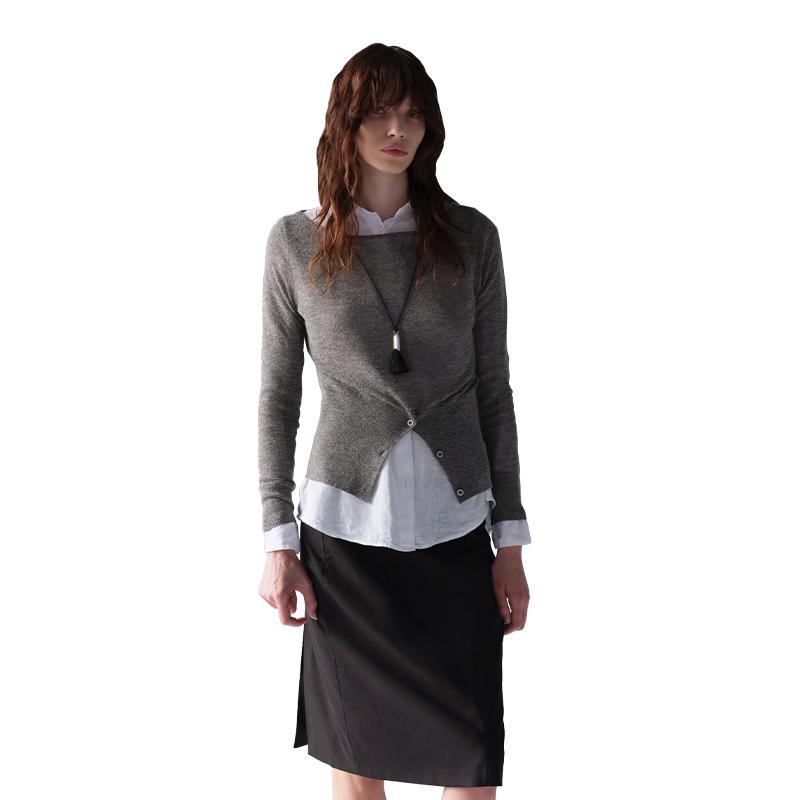 

ЗЕЛЕНЫЙ ПОЯС Женский трикотажный топ с круглым вырезом из смесовой мериносовой шерсти M