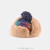 Retro plaid knitted hat women's winter warm plush thickened ear protection hat plush wool hat tide