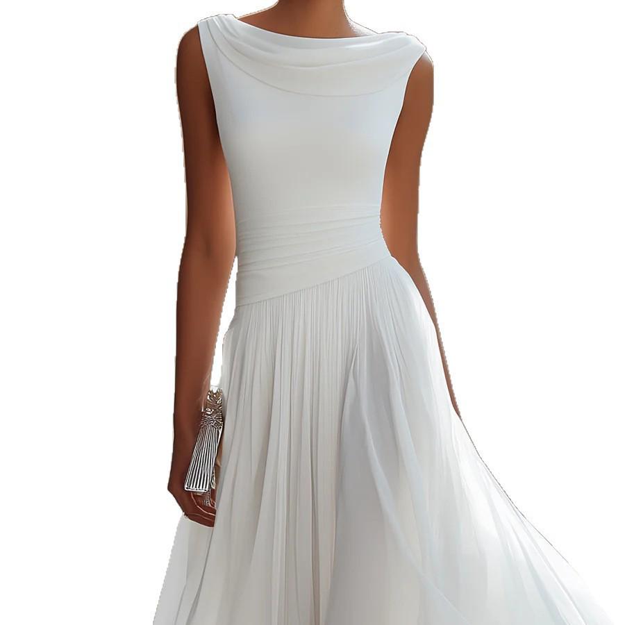 Elegantes Urlaubs-Partykleid mit geschwungenem Ausschnitt - Kollektion 2026