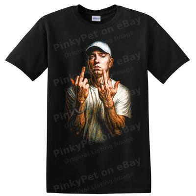 Eminem Slim Shady Portrait Artwork Hip Hop T Shirt Middle Finger Tee