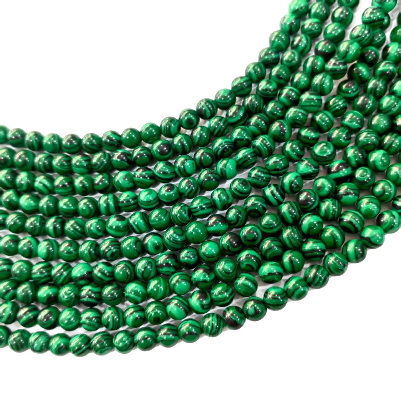 

Malachite Peacock Green Round Beads for DIY Jewelry Necklace/Bracelet 6mm (~63 beads) малахитовая зелень