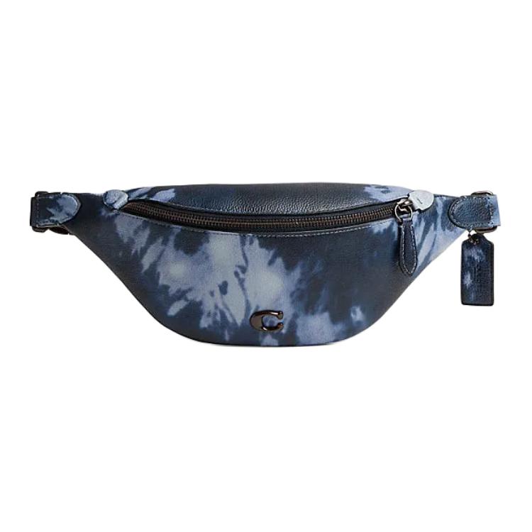 

Coach Charter 34 Tie-Dye Print Zipper Closure Leather Waist Bag Large Men Waist Bag Midnight-Blue Navy-Blue CU212-N6W Basic Set (Bag+Dust Bag)
