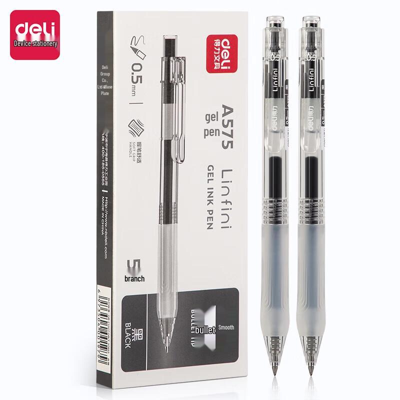 Deli A575 Black Retractable Gel Pen