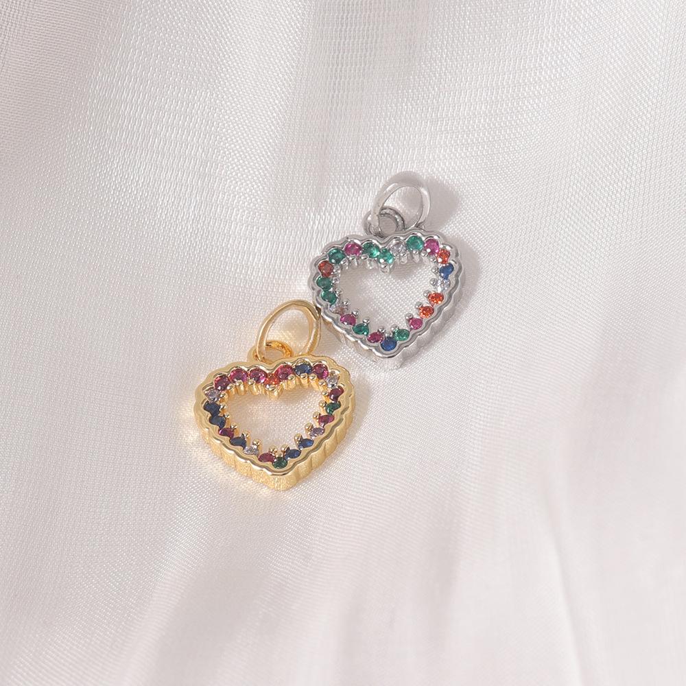 Romantic Two-Tone Heart Pendant with Multi-Color Gemstones, Women's Fashion Clavicle Chain Ornament