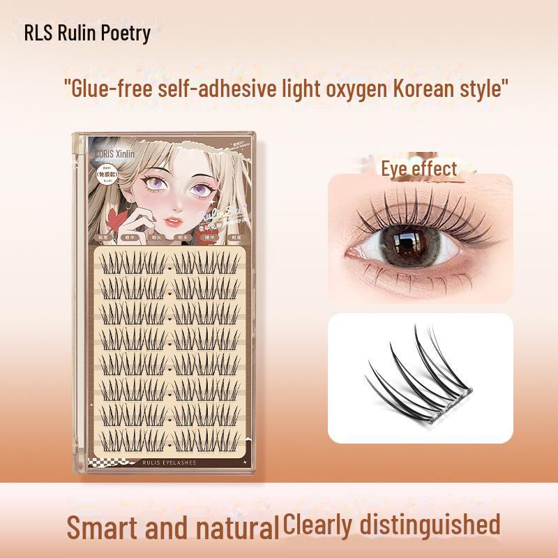 5D Baby Curve Glue-Free False Eyelashes - Supernatural, Easy-Apply, Comic Style, Single Cluster Segmentation.