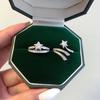 Design Super Fada, Enrolamento Duplo, Sol, Lua e Estrelas, Anel de Diamante de Noivado, Anel Feminino, Anel com Pentagrama Cravejado com Zircônia de Simulação.