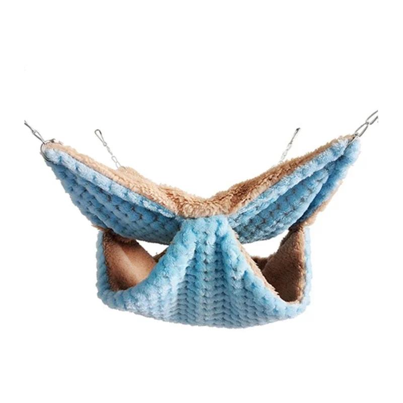 

Double Layer Plush Hammock Beds for Hamster Small Animals, Hanging Warm Nest House, Hideout Cage, Accessories Sugar Gliders синій