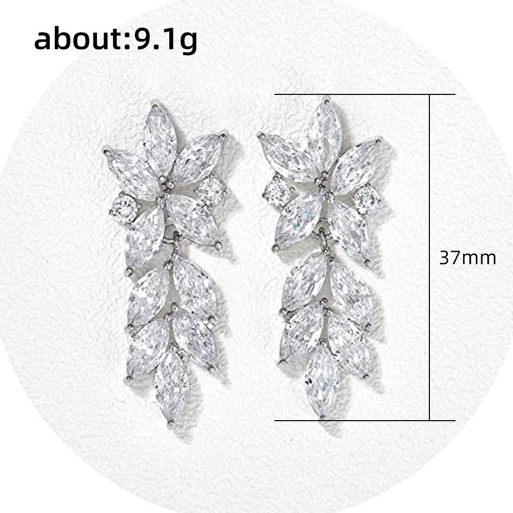 Huitan High Quality Cubic Zirconia Drop Earrings for Women Silver Color Temperament Bridal Wedding Earrings Fashion Jewelry