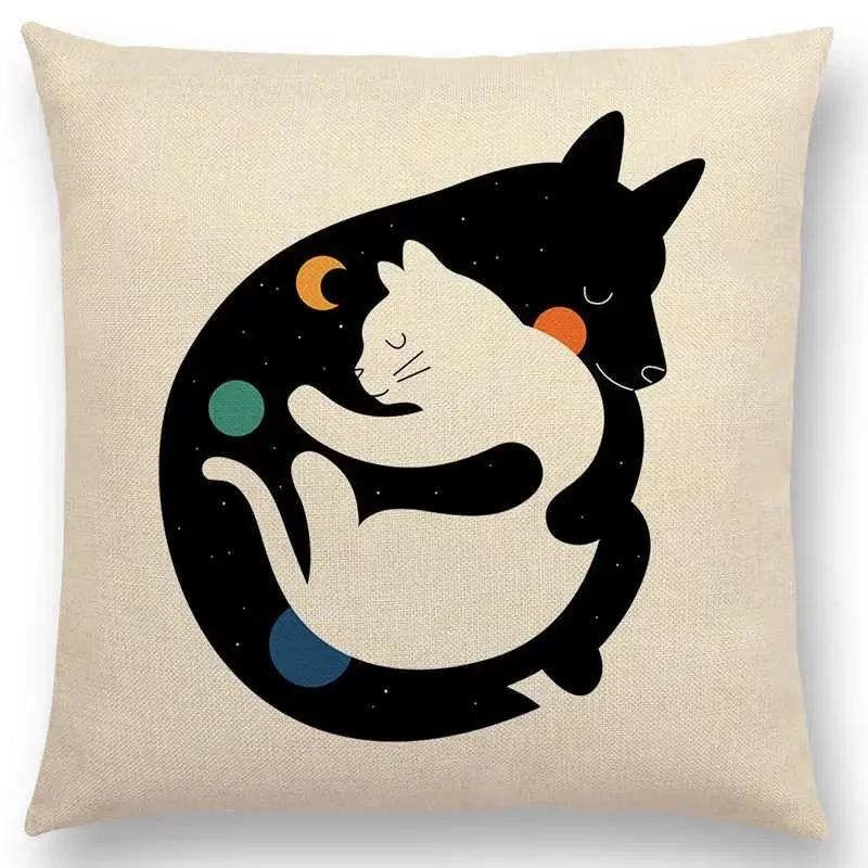 Latest Day Night Sun Moon Child With Animals Friends Wolf Bear Elephant Rabbit Cushion Cover Home Decor Sofa Throw Pillow Case