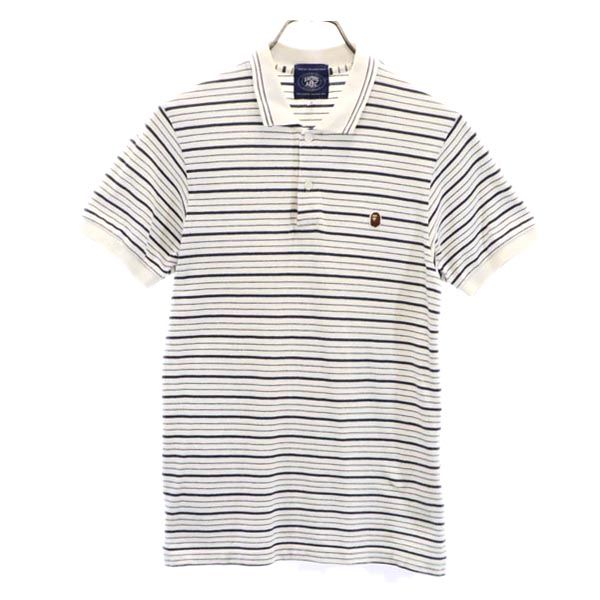 

A BATHING APE made in Japan Border Pattern Short sleeve Polo shirt S Fawn Men s Used