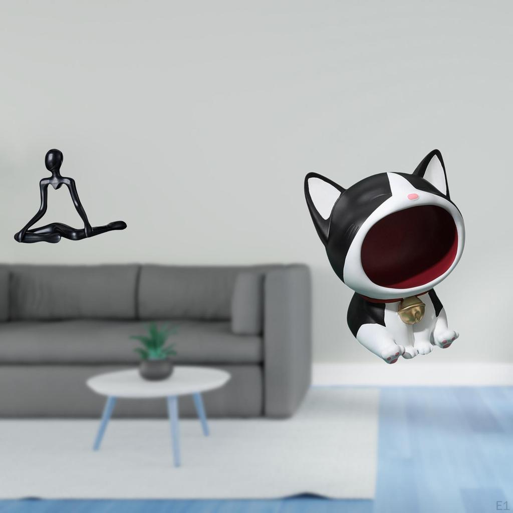 Creative Abstract Cat Thinker Statue Decorative Figurine Unique Sculpture Ornament for Entrance