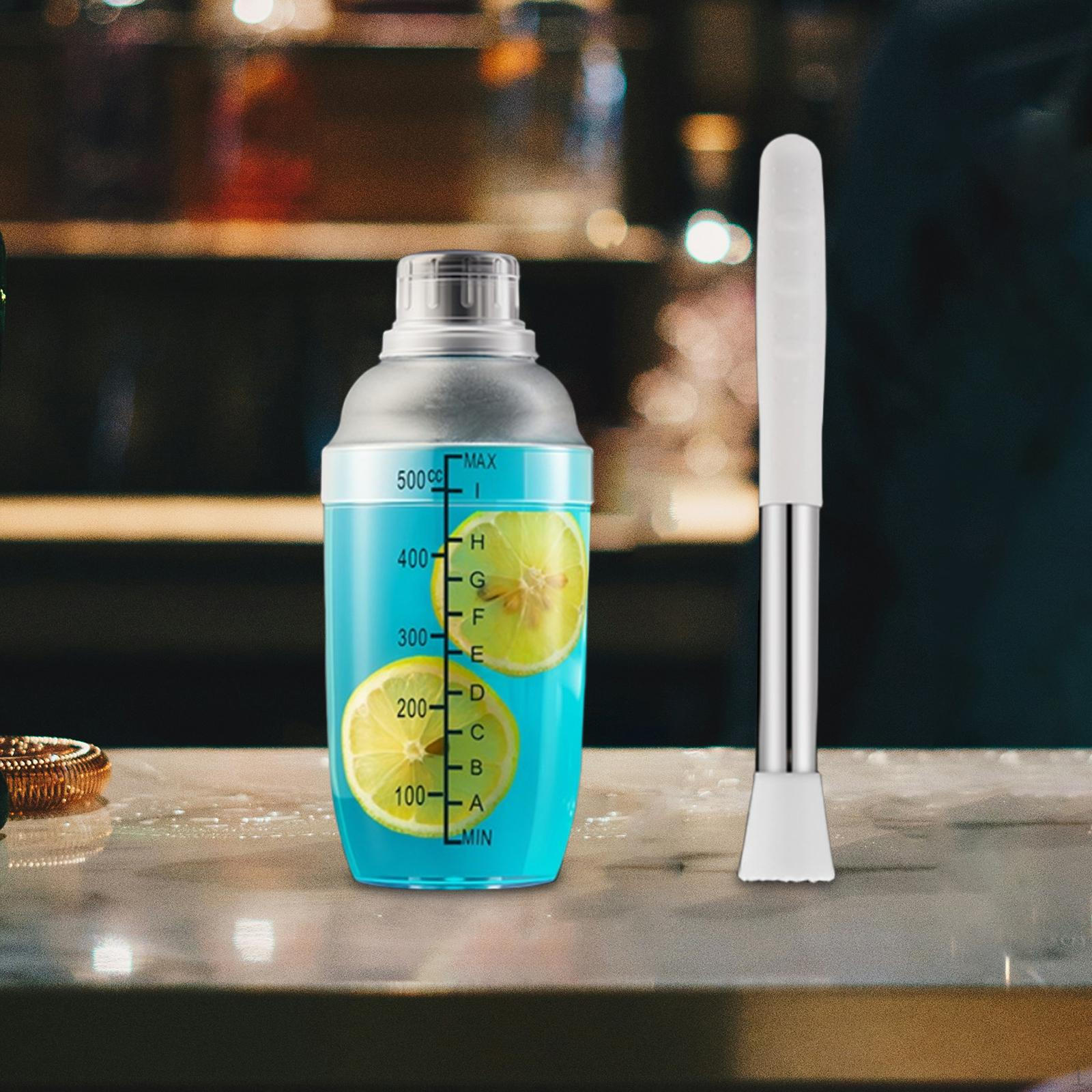 

Lemon Tea Shaker Set Bartender Clear Bottle Mixing Cup Espresso Mixer for Quick Preparation 500 ml