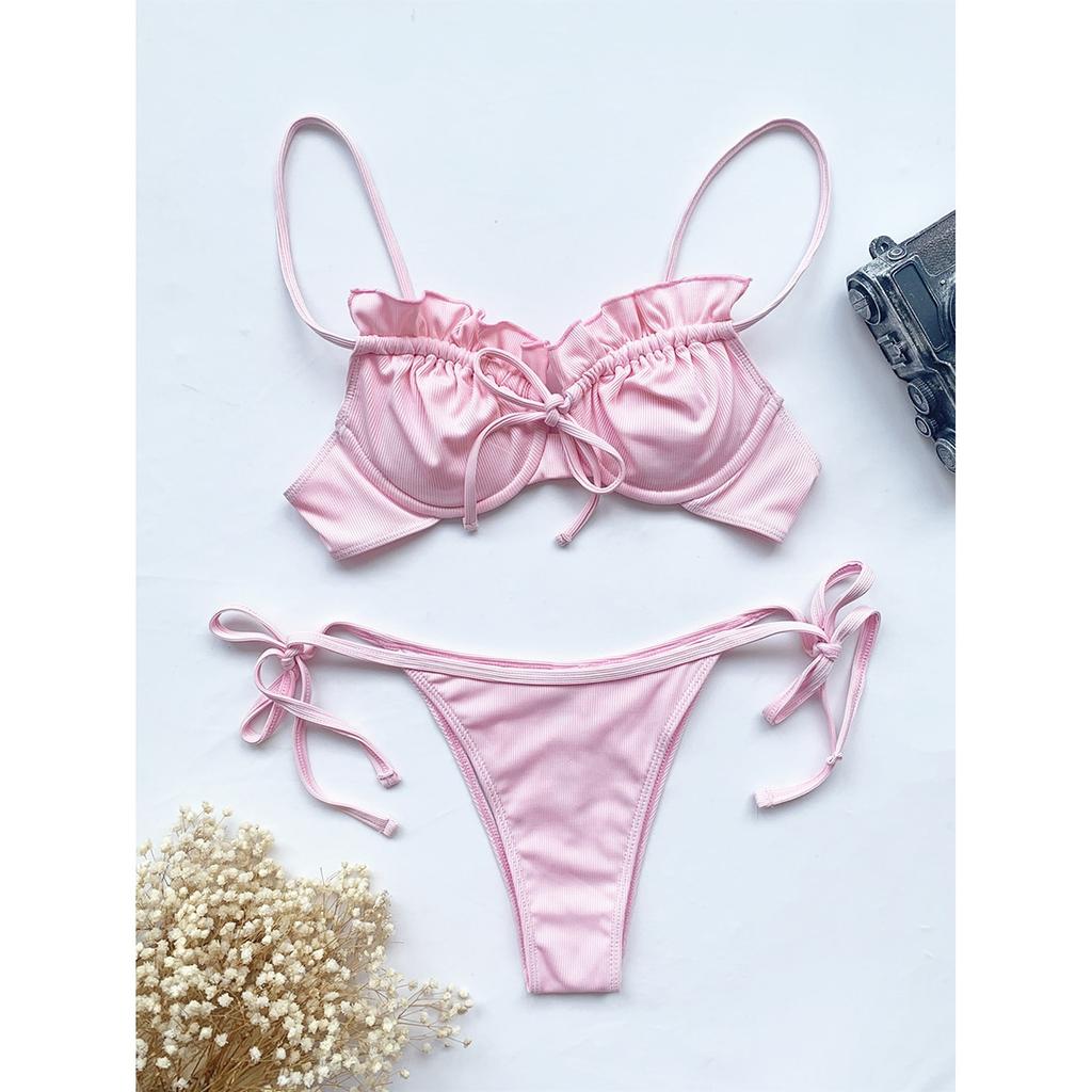 Femmes Bikini Push Up 5 couleurs maillot de bain maillot de bain pour femme Sexy Bikini ensemble à volants Biquini Micro Bikini Biquini maillot de bain maillot de bain