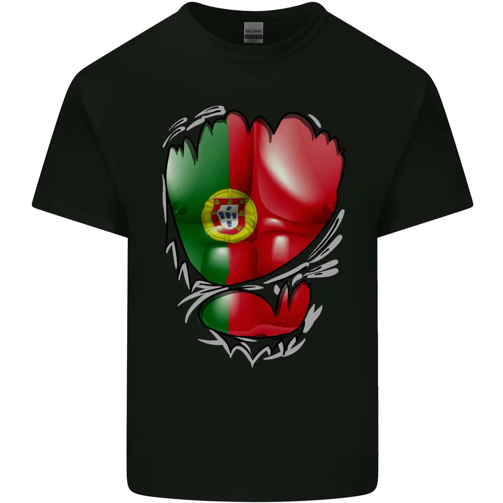 Gym Portuguese Flag Ripped Muscles Portugal Kids T-Shirt Childrens 2XL