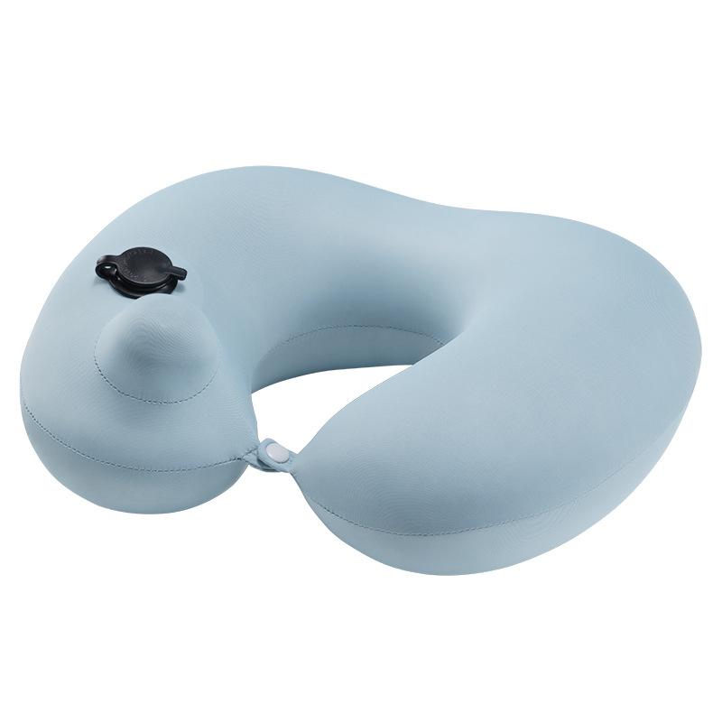 Aufblasbares U-förmiges Nackenkissen für Reisen - Tragbares PVC-Flugzeug-Autositzkissen Handpumpe Flugzeug Zugfahrt Wesentlich
