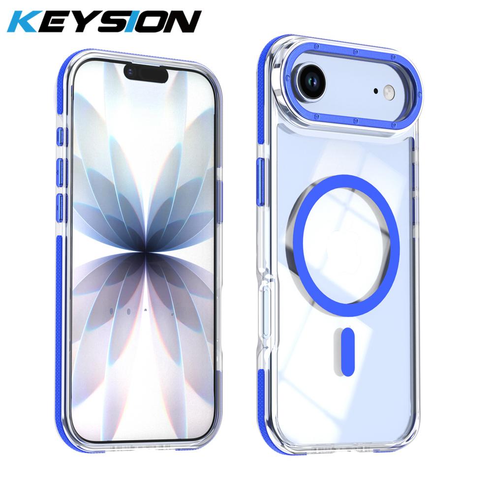 KEYSION HD Transparent Magnetic Case for MagSafe for iPhone 17 Pro Max Wireless Charging Shockproof Phone Cover for iPhone17 Air