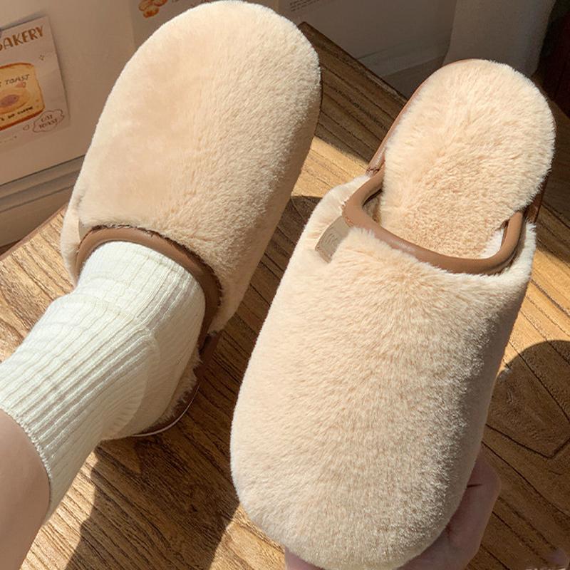 Fashion Crestar Women Warm Fuzzy Slippers Winter New Plush Indoor Flat Slides Comfy Soft Sole Fur Men Shoes Fluffy House Cotton Slippers