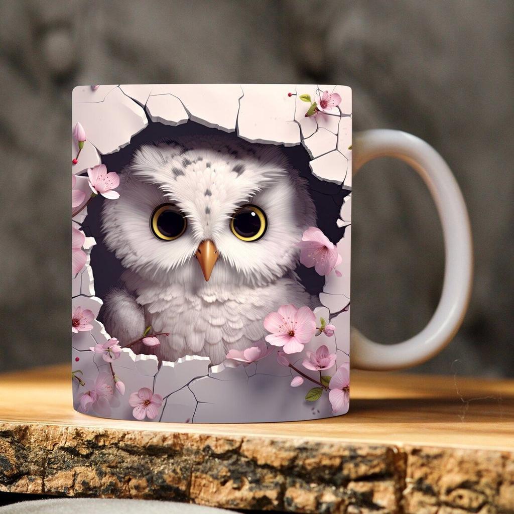 3D Owl Owl Ceramic Coffee Mug Cute Tea Cup Animal Animal Bird Cute