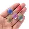 50 pièces Perles Pétales de Fleurs Multicolores Breloques Bord Doré Perles Acryliques Pour Fabrication de Bijoux Pendentif Collier Artisanat DIY
