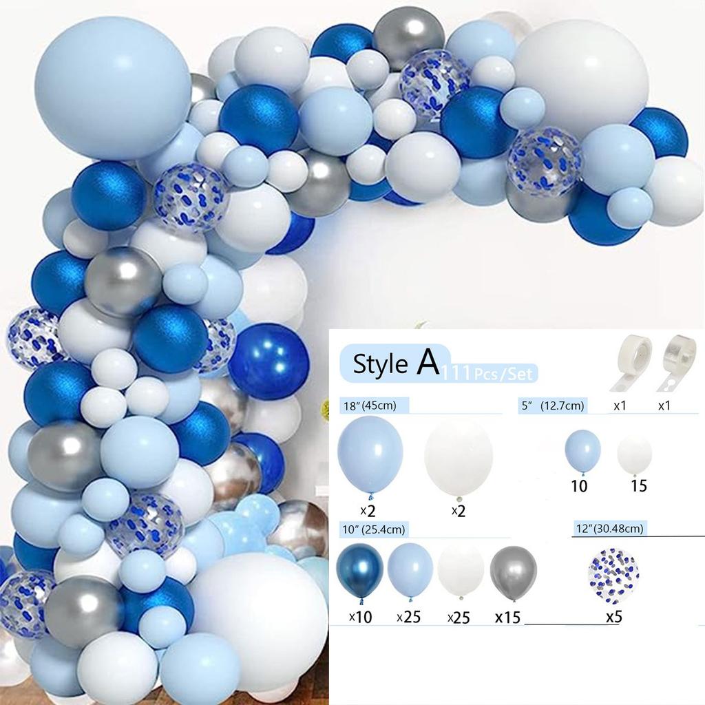 Blue Series Balloon Set Vintage Blue Birthday Theme Party Scene Arrangement Arch Decorated Balloons