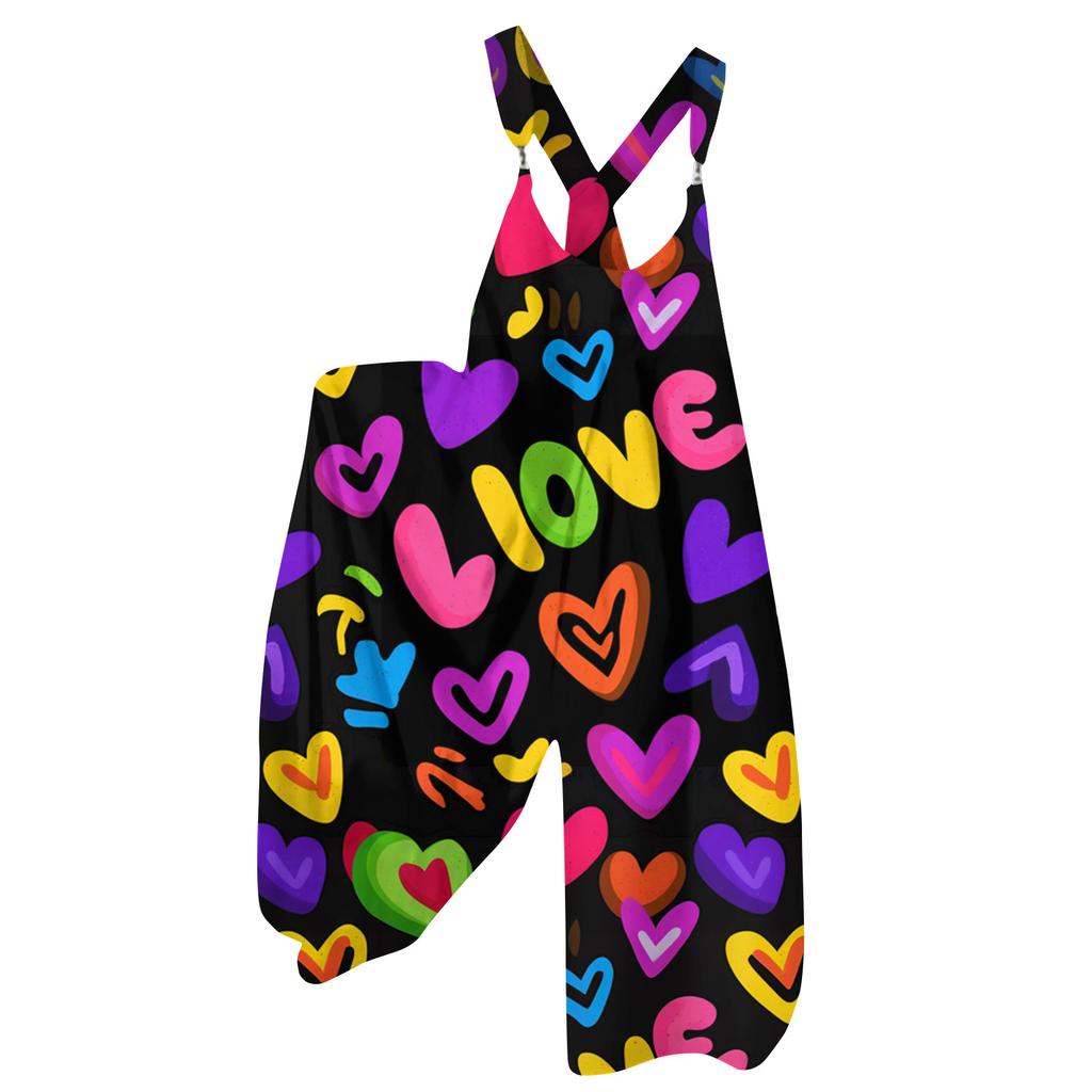 Women's Overalls Print Vintage Jumpsuit ,Non,Adjustable Straps,