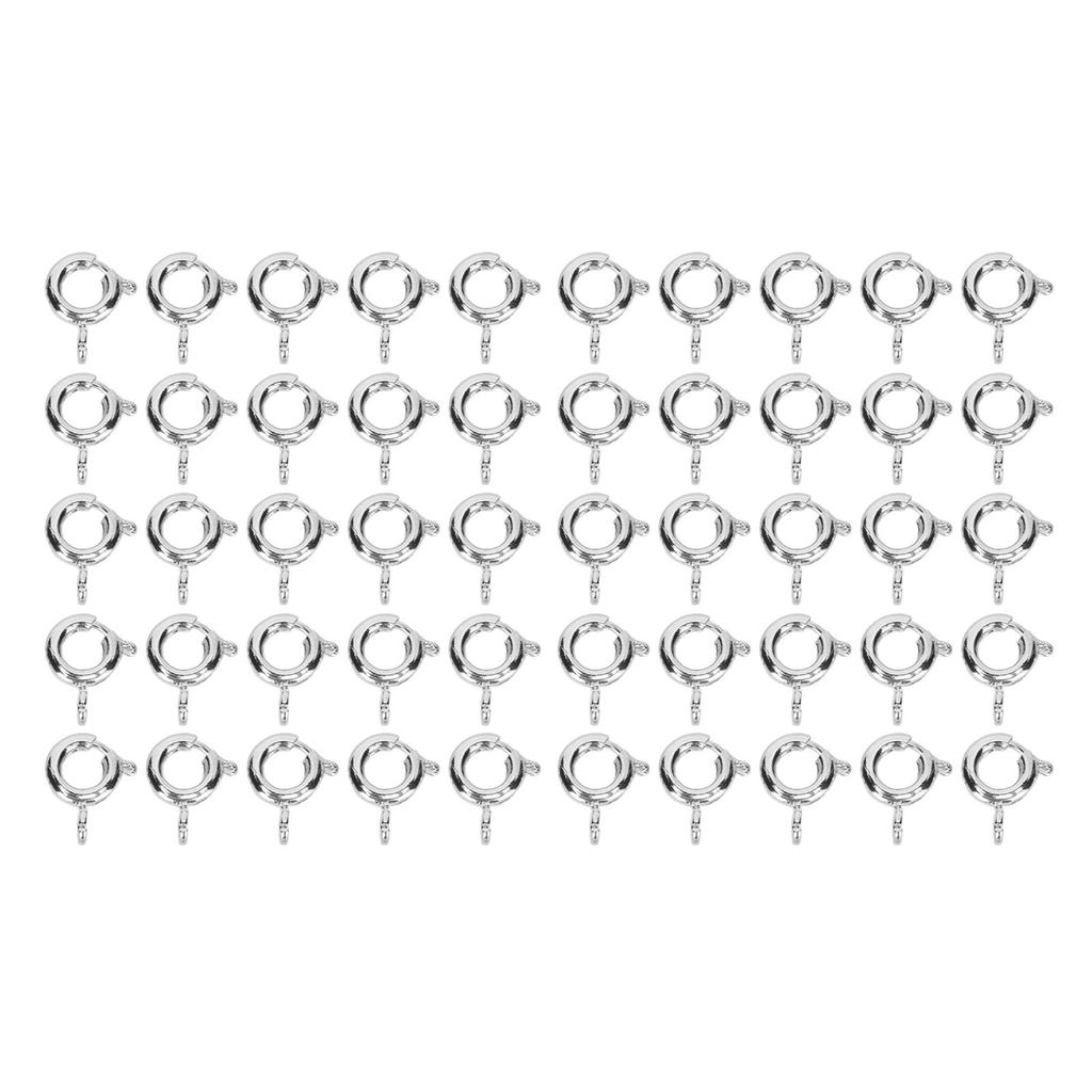 50 Pcs Spring Ring Clasps 6mm Diameter 1.5mm Hole Decorative Copper Round Clasps for Jewellery