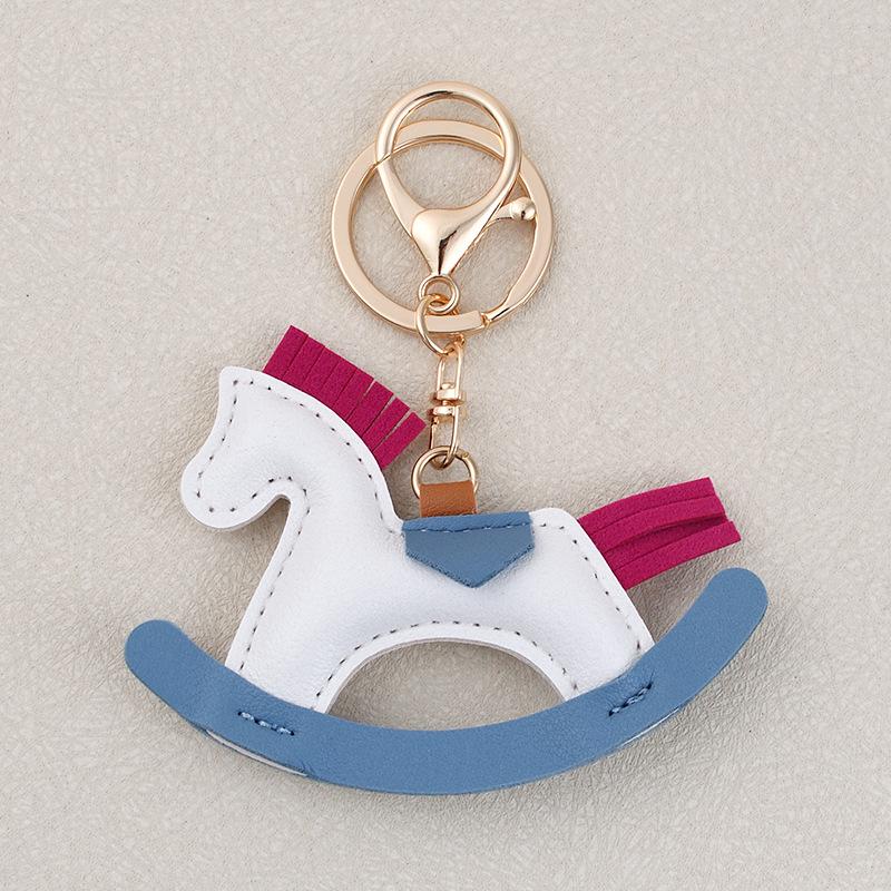 

Cute Rocking Horse Keychain Charm - 3D PU Small Bag Pendant белый