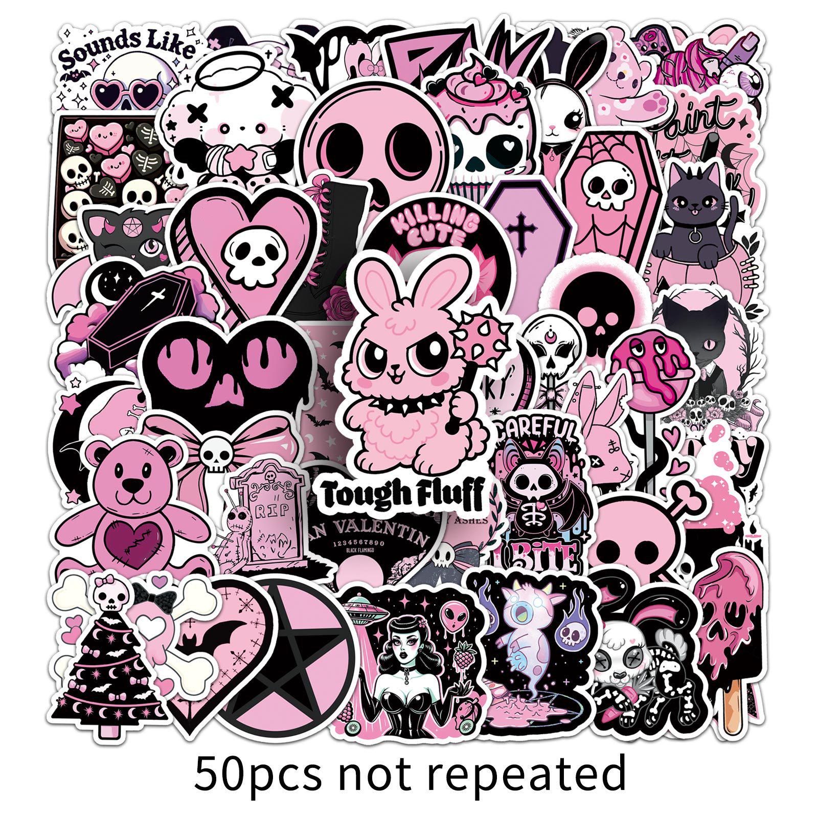 50 Black Gothic Graffiti Skull Stickers for Cars, Phones, and Guitars
