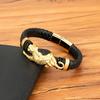 Leopard/Dragon Design Leather Braided Stainless Steel Bracelets Magnetic Buckle Rope Weaving Bracelet for Men Jewelry Gifts