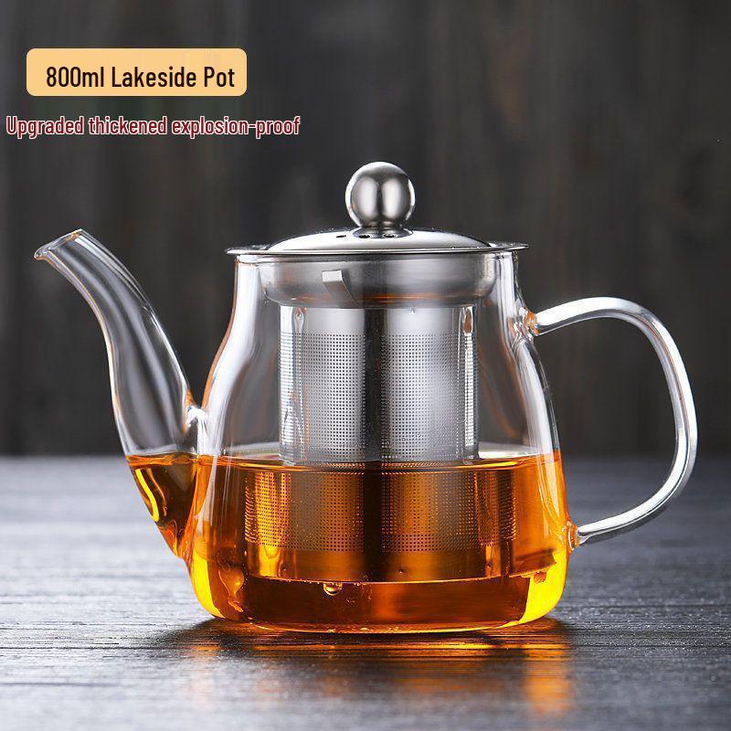 Thickened Glass Household Teapot with Tea and Water Separation Filter